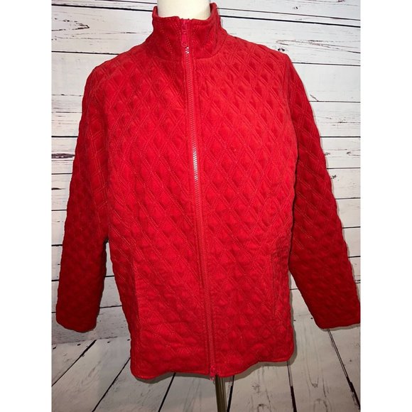 NTCO Nomadic Traders Quilted full zip jacket Large Lined Red Christmas Puffer - Picture 1 of 9